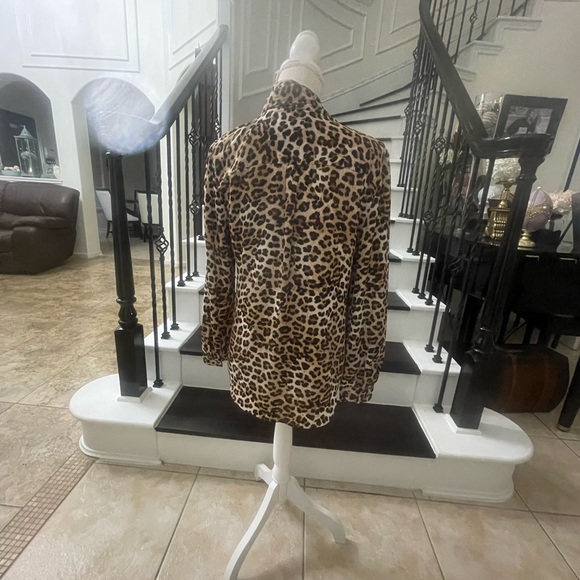 Ann Taylor Factory Leopard Print Tie-Neck Blouse - Brown & Black - Picture 13 of 15
